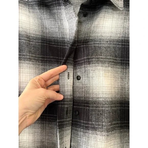 Banana Republic Plaid Flannel Organic Cotton Shirt Shacket Granola Cottagecore L - Picture 4 of 9